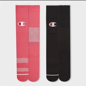Champion Performance Soccer Socks in 2 Pack in Pink and Black